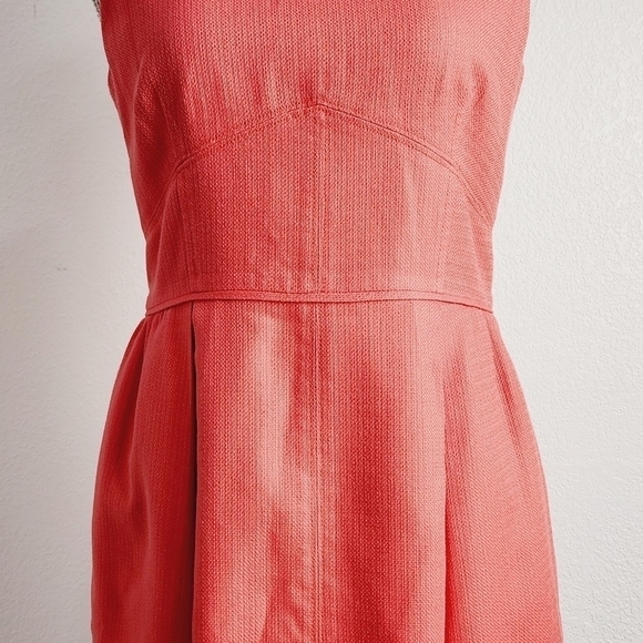 J. Crew Basketweave Orange Fit & Flare Dress Size: 4 - Picture 3 of 13